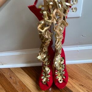 Red and gold high heels